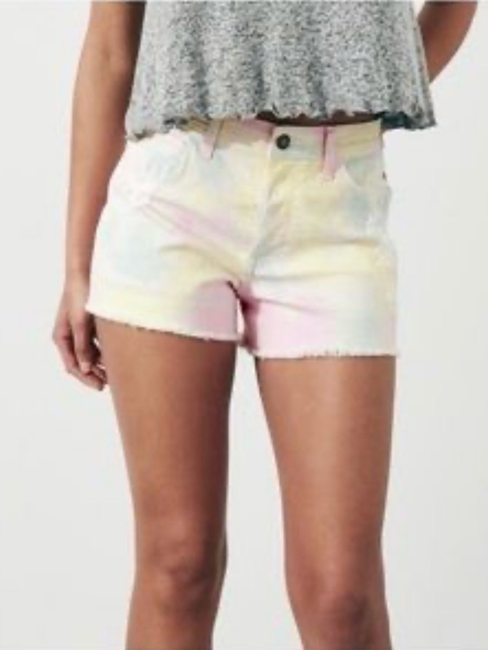 Hollister Pastel Tie-Dye Denim Shorts - Pink, Yellow, Blue Y2K festival